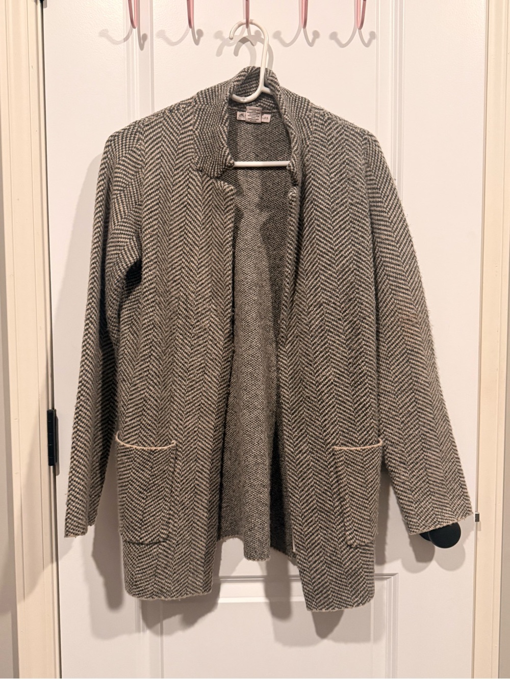 Sincerely Jules Neutral Herringbone Knit Cardigan - Taupe & Cream